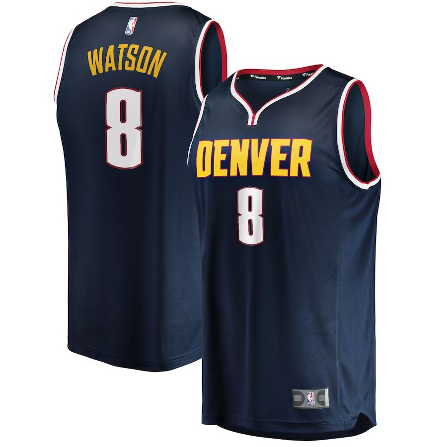 Men Denver Nuggets #8 Peyton Watson Fanatics Branded Navy Draft First Round Pick Fast Break Replica Player NBA Jersey
